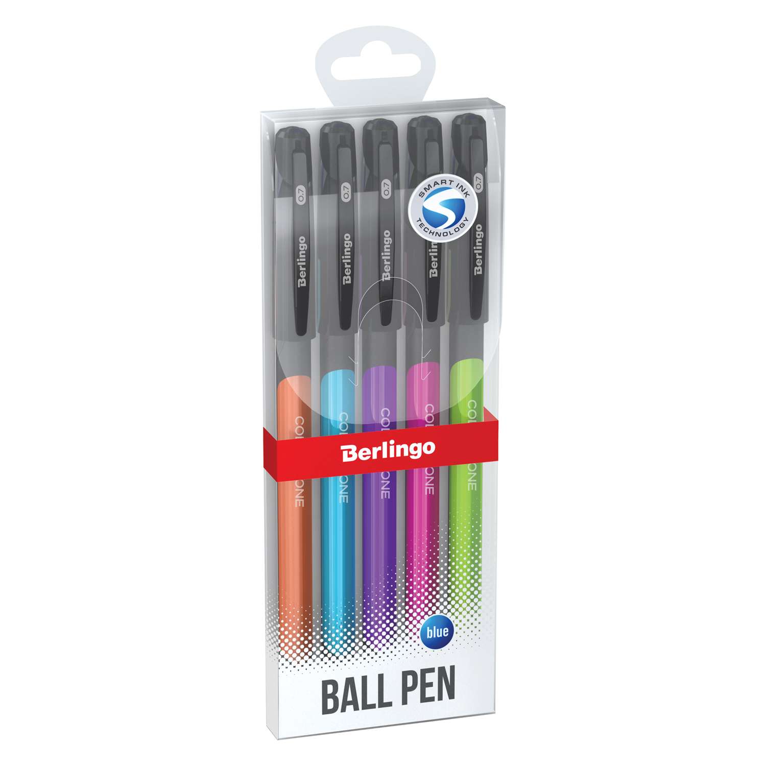Ручка шариковая Berlingo Color Zone stick синяя 0.7мм 5шт - фото 1