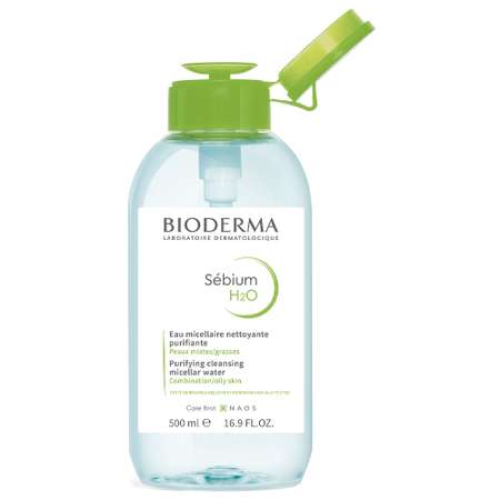 Мицеллярная вода H2O с помпой Bioderma Sebium очищающая для жирной и проблемной кожи лица 500 мл