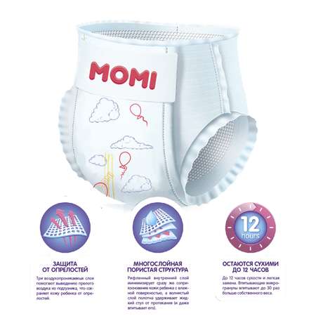 Подгузники-трусики Momi XXL от 15кг 26шт