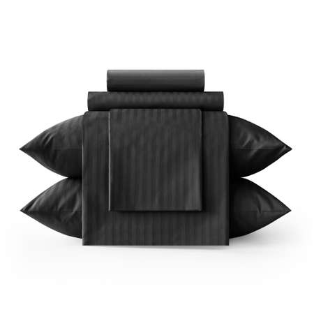 Комплект постельного белья LOVEME Black 1.5СП наволочки 70х70 см страйп-сатин