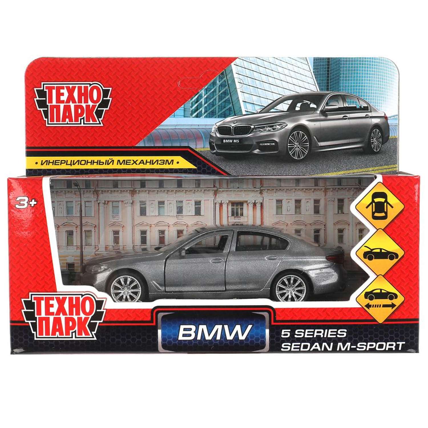 Машина металл ТЕХНОПАРК BMW 5-er sedan m-sport 12 см открываются двери багажник 319648 - фото 1