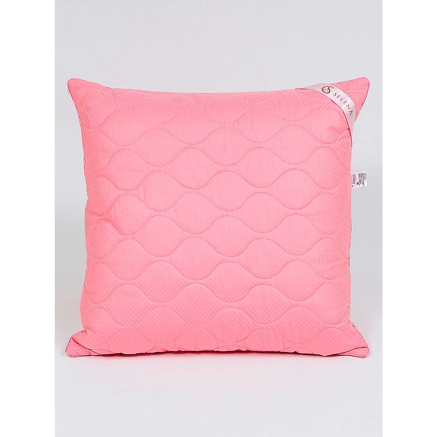 Подушка Selena стеганая 70х70 см EL AMOR розовый сатин лебяжий пух - фото 1