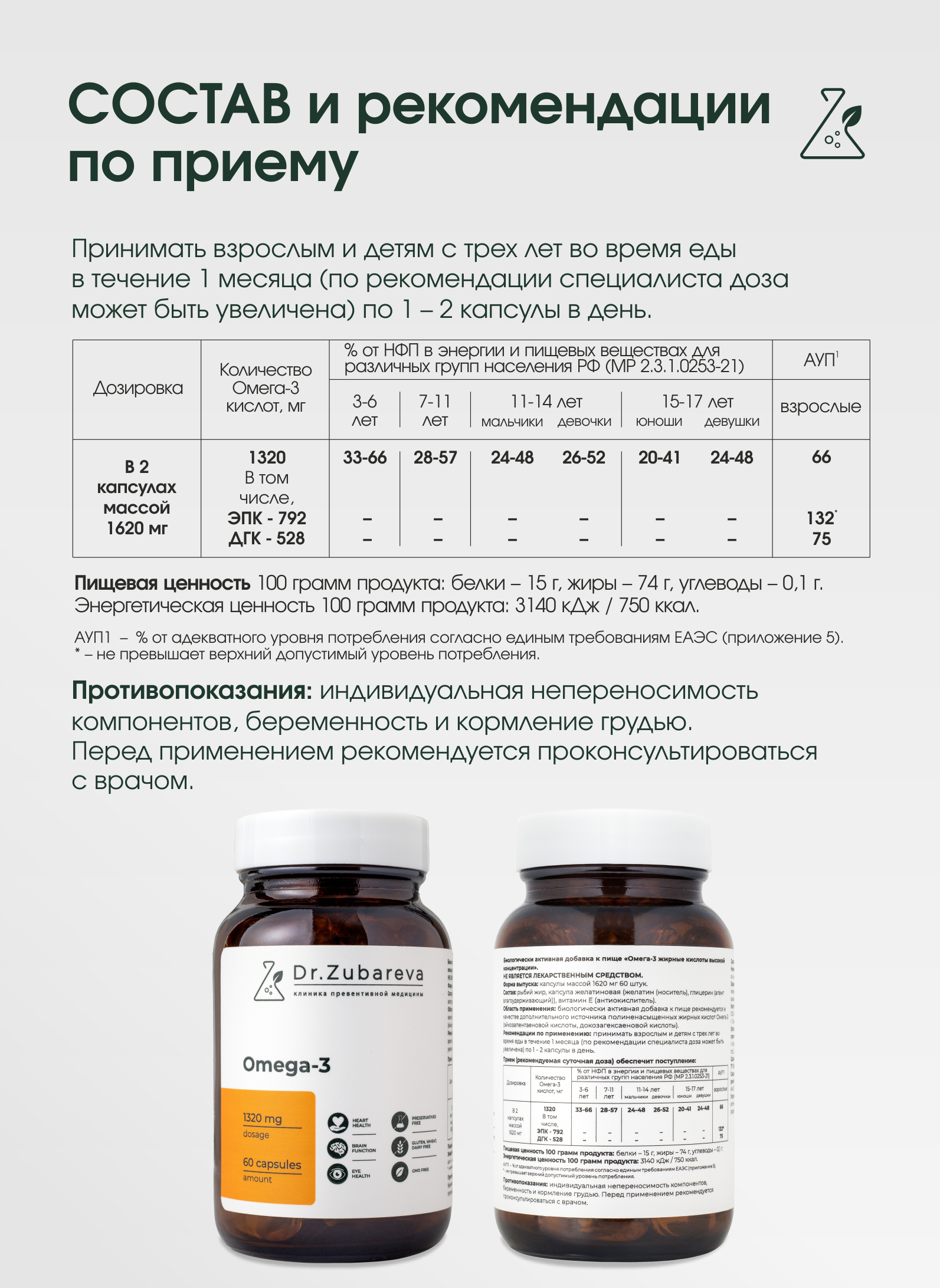 БАД Dr. Zubareva Омега 3 в капсулах 1320 мг - фото 4
