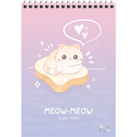 Блокнот Meshu А5 60л на гребне Cute kitty пластиковая обложка MS_55025