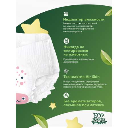 Трусики-подгузники SUPERGREEN Premium baby Pants М размер 2 упаковки по 48 шт 9-13 кг ультрамягкие