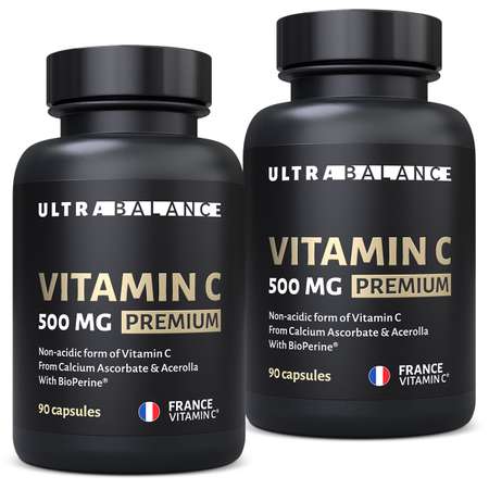 Витамин С 500 мг премиум UltraBalance бад комплекс для взрослых женщин и мужчин 180 капсул