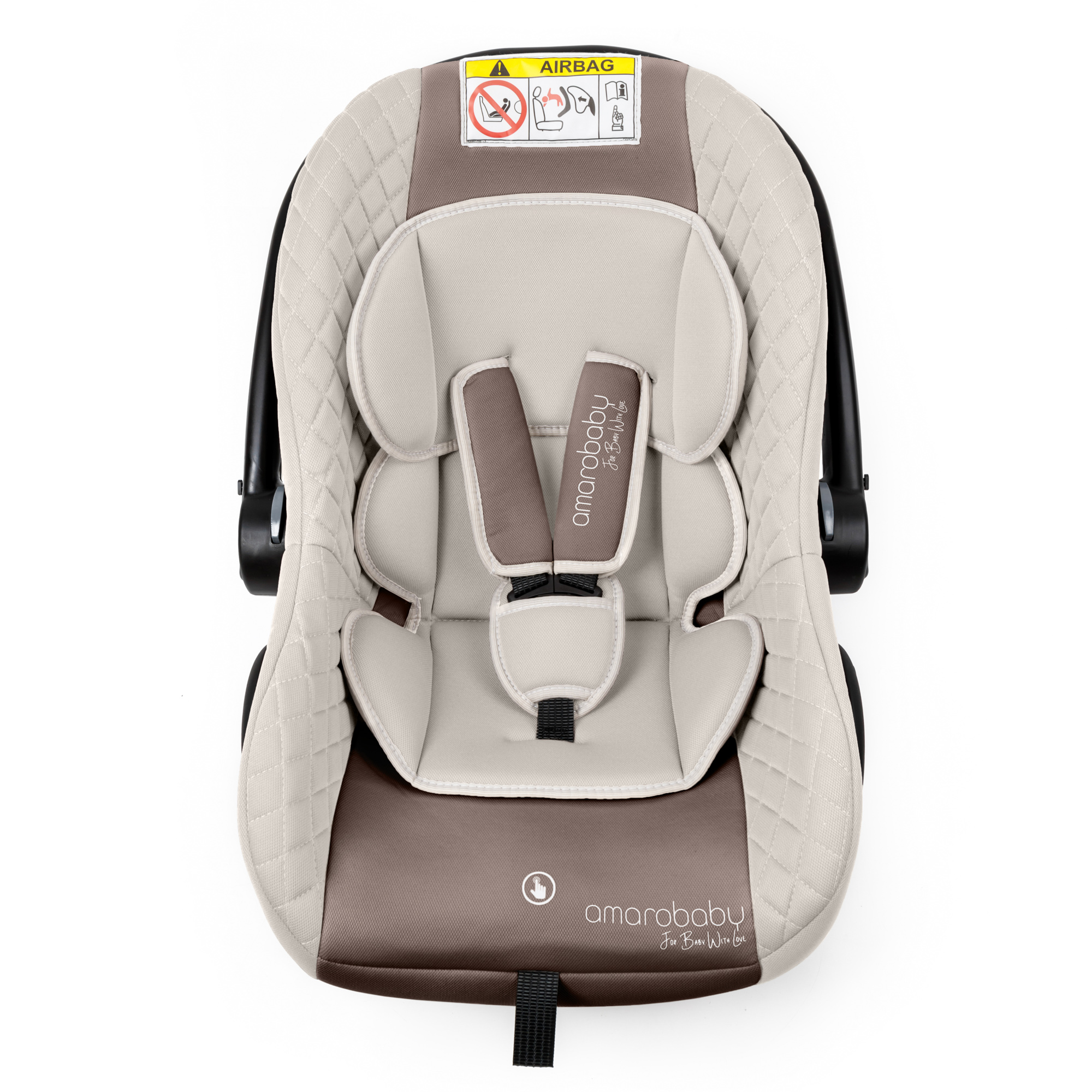 Автокресло детское Amarobaby Baby comfort группа 0+ Светло-бежевый - фото 13