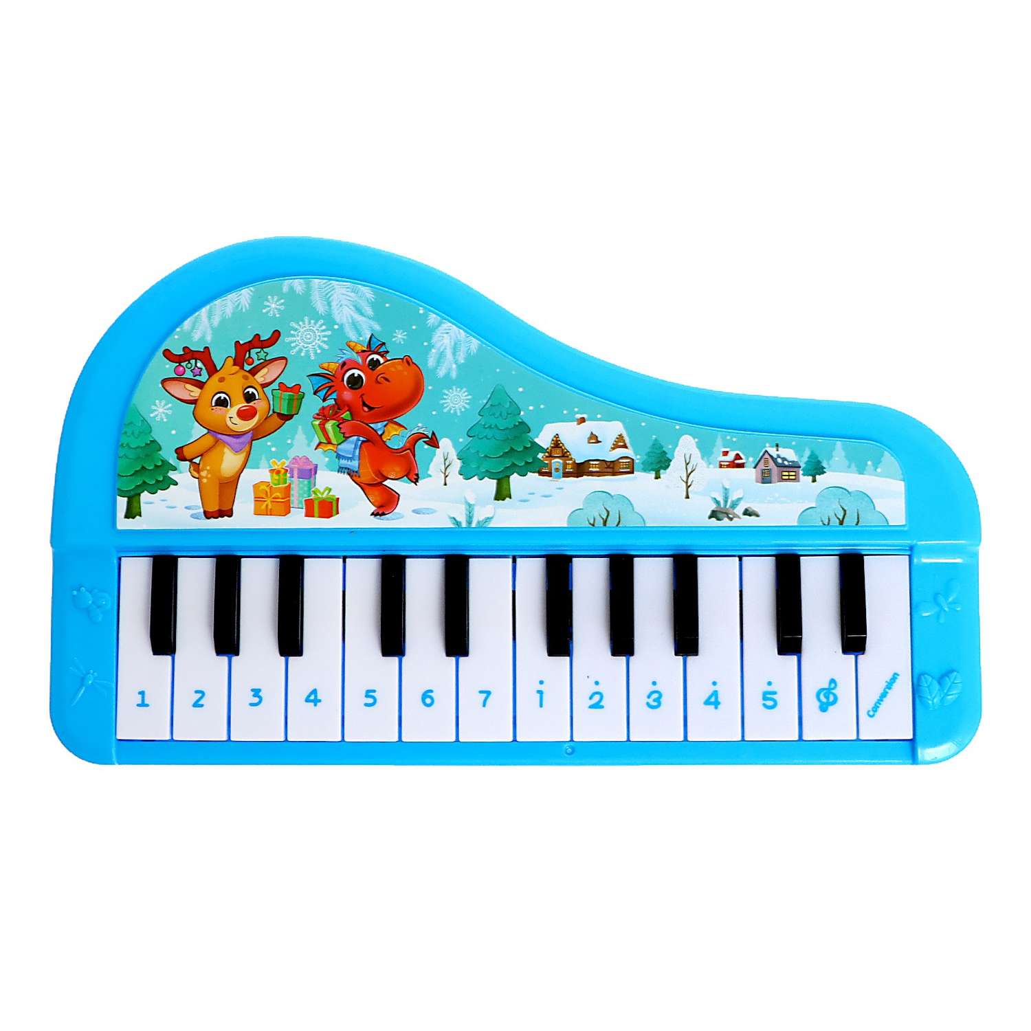 Музыкальное пианино Zabiaka «С Новым годом» цвет синий звук - фото 2
