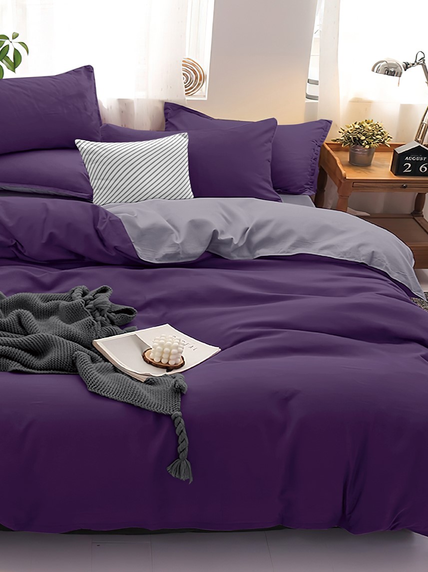 Комплект постельного белья PAVLine Манетти полисатин 1.5 сп. темно-фиолетовый/серый S11 - фото 1