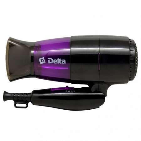 Фен для волос Delta DL-0907 Складная ручка 1400 Вт Холодный воздух черный с фиолетовым