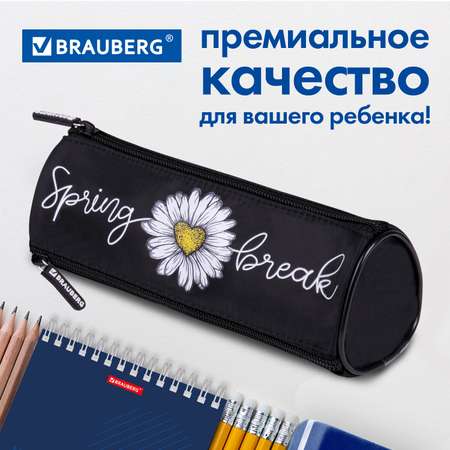 Пенал-косметичка Brauberg школьный для ручек и карандашей 3 отделения Spring