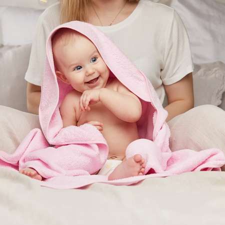 Комплект для купания Forsalon Махровый полотенце и варежка цвет розовый