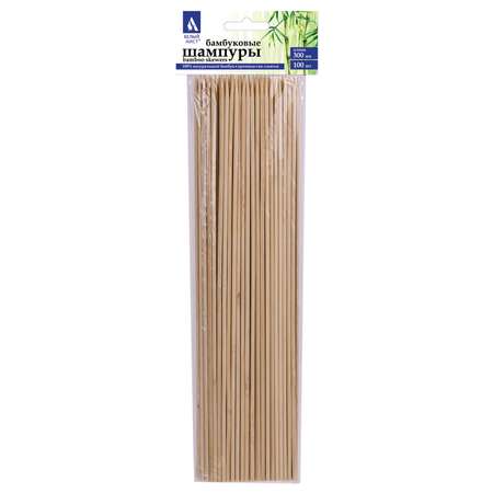 Шампуры-шпажки БЕЛЫЙ АИСТ для шашлыка букетов канапе бамбуковые 300 мм 100 штук