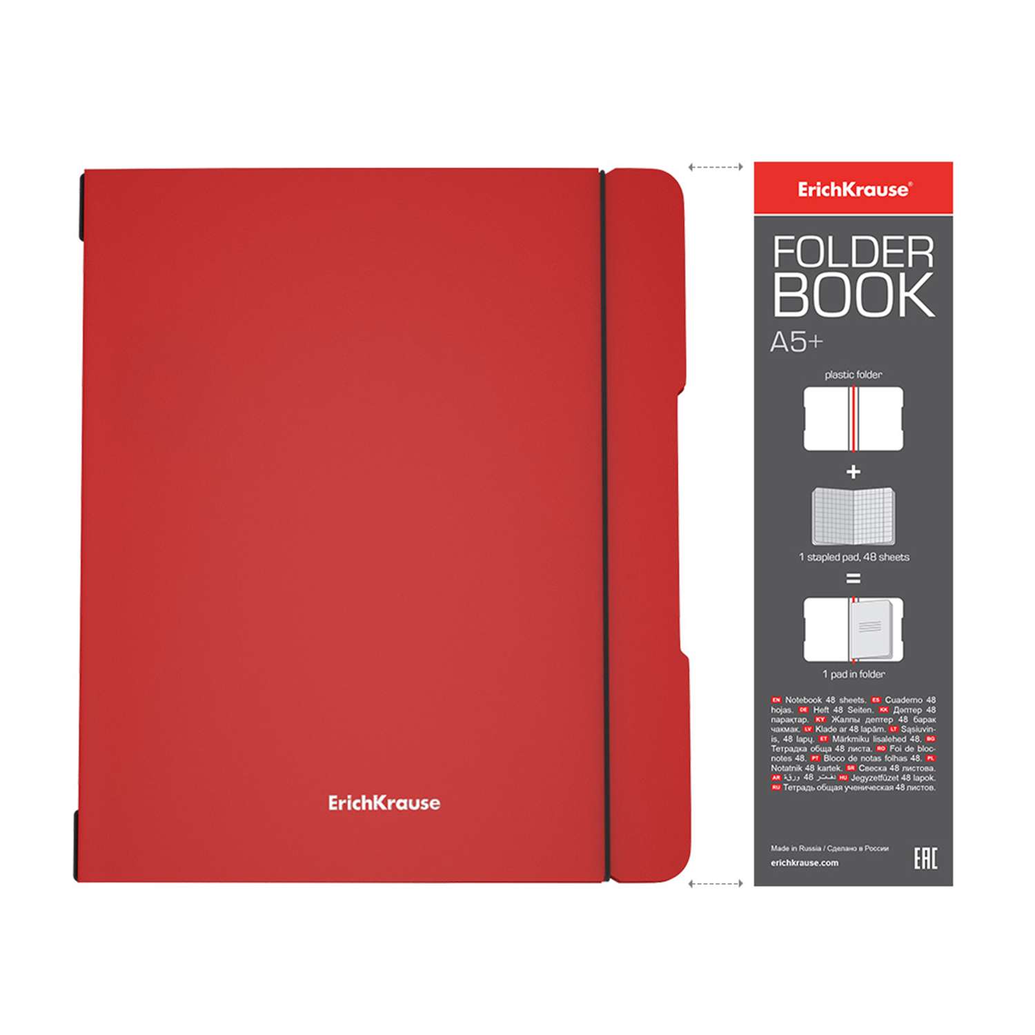 Тетрадь общая ErichKrause в съемной обложке FolderBook Classic красный А5+ 2x48 листов клетка - фото 2