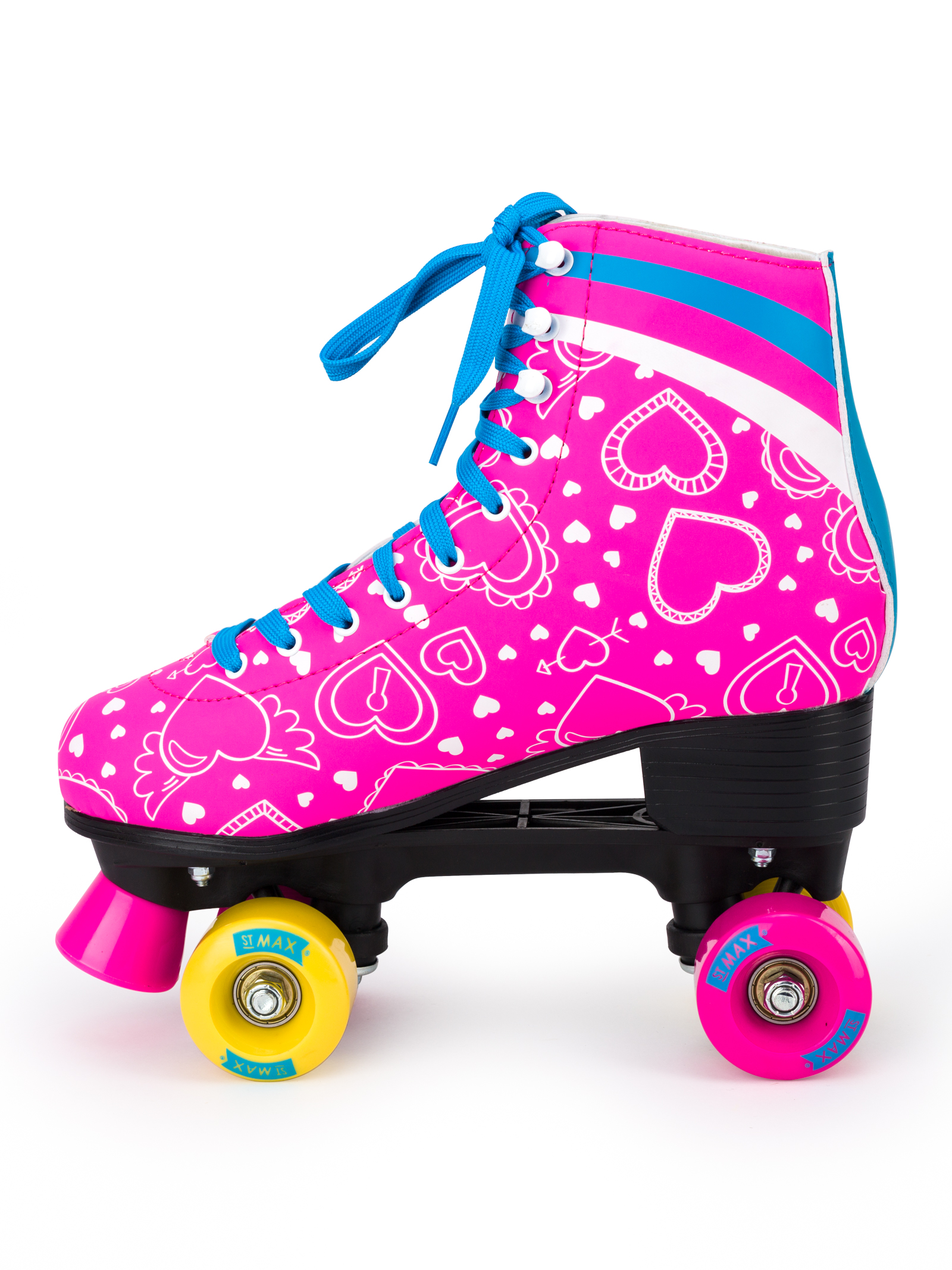 Роликовые коньки SXRide Roller skate YXSKT04BLPN38 цвет розовые с белыми сердечкам размер 38 - фото 3