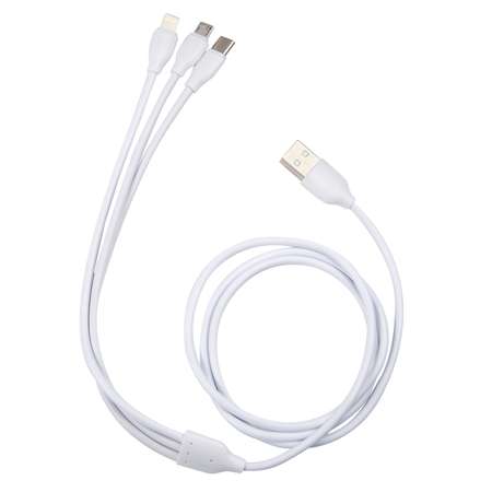 Дата-кабель mObility 3в1 USB – microUSB+Lightning+Type-C 2A белый