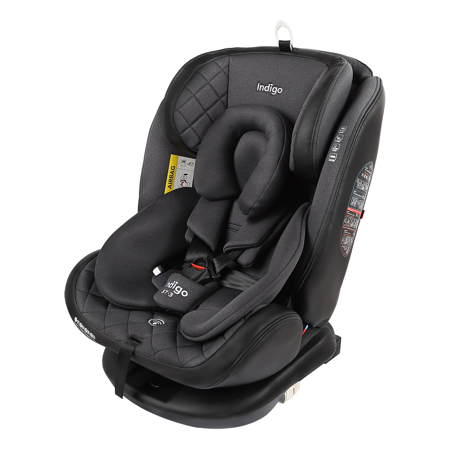 Автокресло Indigo Aero ST-3 Isofix растущее поворотное 0-36 кг черный - фото 12