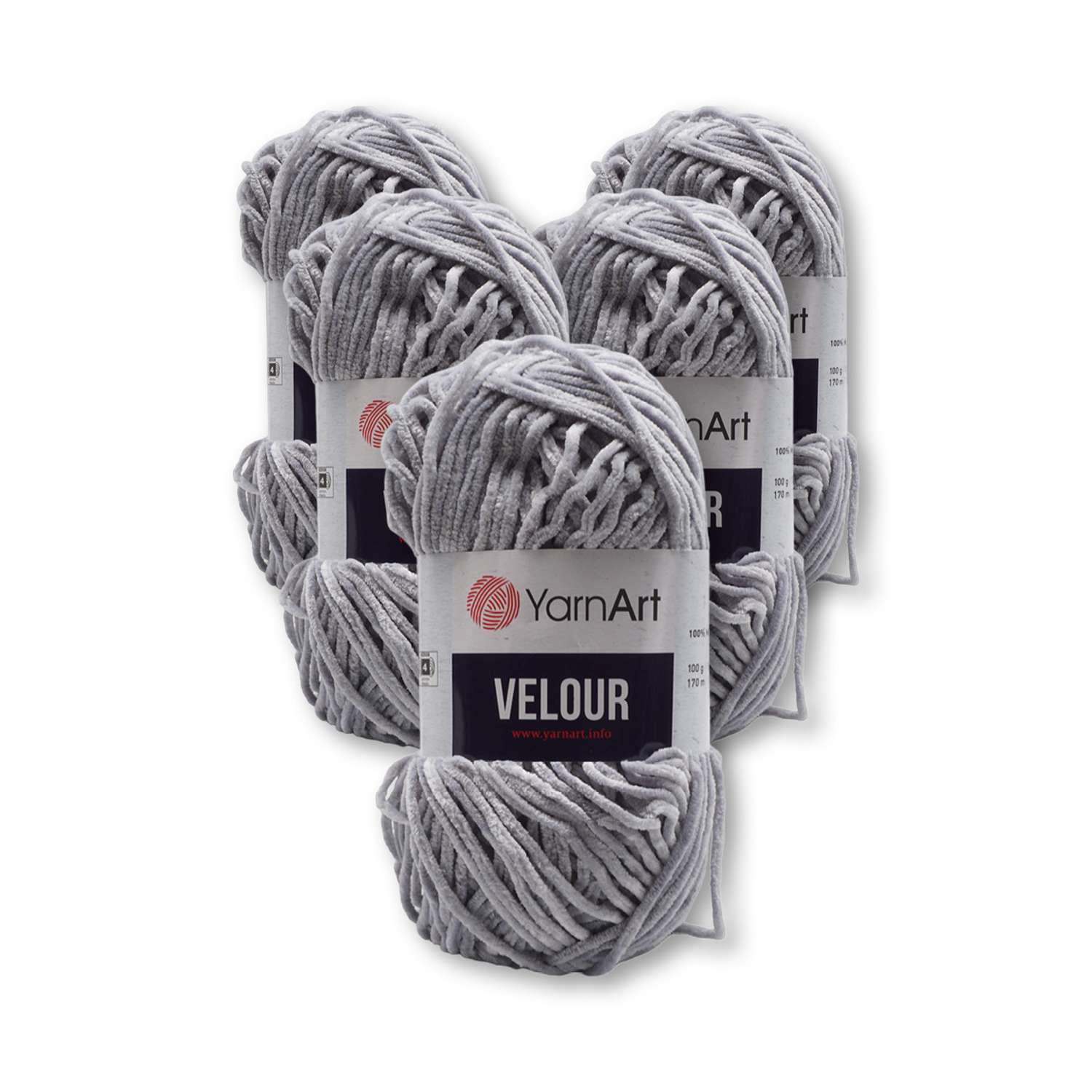 Пряжа для вязания YarnArt Velour 100 г 170 м микрополиэстер мягкая велюровая 5 мотков 867 серый - фото 3