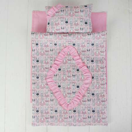 Постельное бельё для кукол Страна карнавалия «Котята на розовом» простынь одеяло подушка