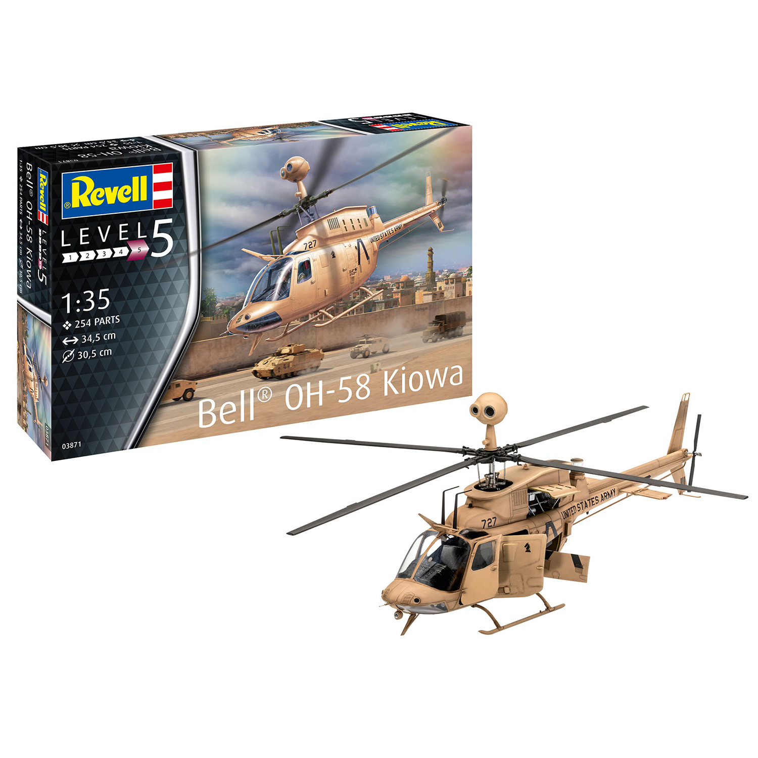 Сборная модель Revell Американский лёгкий вертолёт OH-58 Kiowa 03871 - фото 2