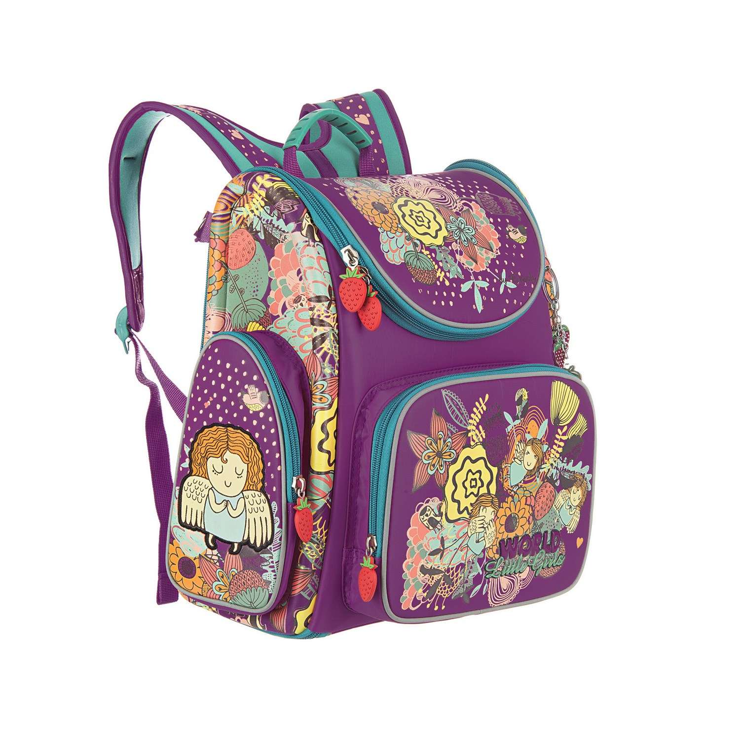 Рюкзак школьный Grizzly Цветочки Фиолетовый RAr-080-4/2 - фото 2