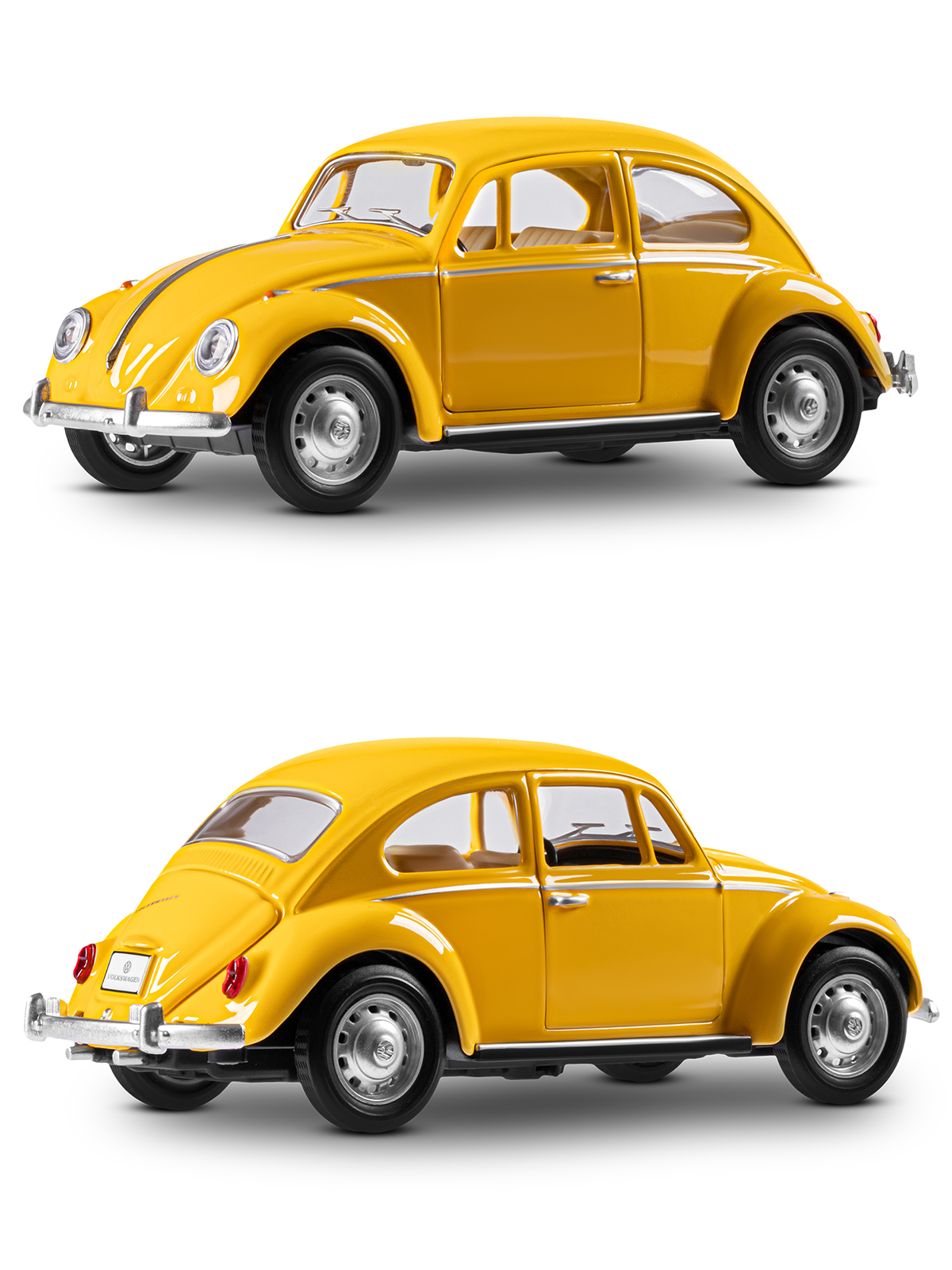 Автомобиль АВТОпанорама Volkswagen Classical Beetle 1967 1:28 желтый JB1251658 - фото 13