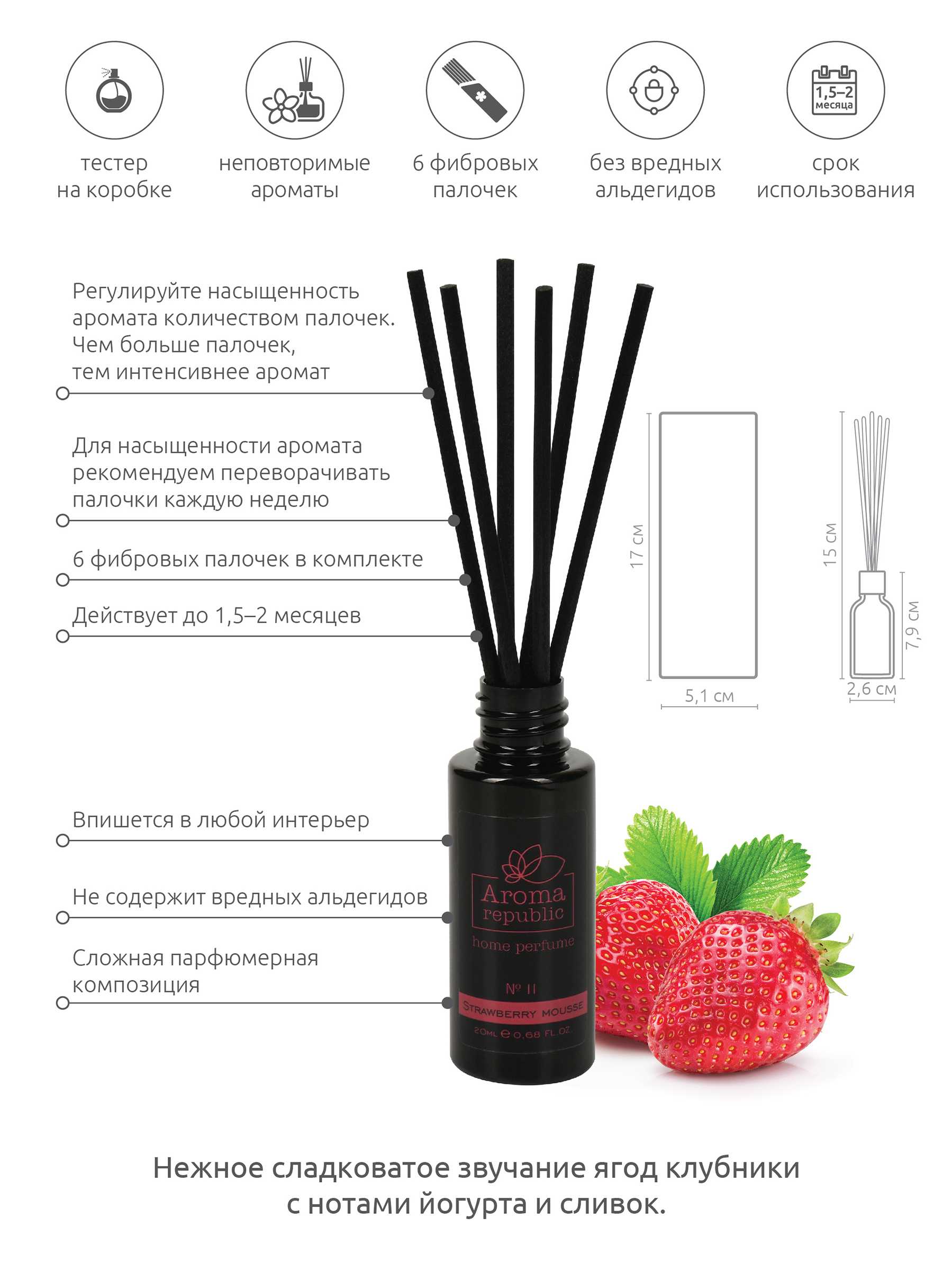 Ароматический диффузор Aroma Republic №11 Strawberry mousse 20 мл - фото 3