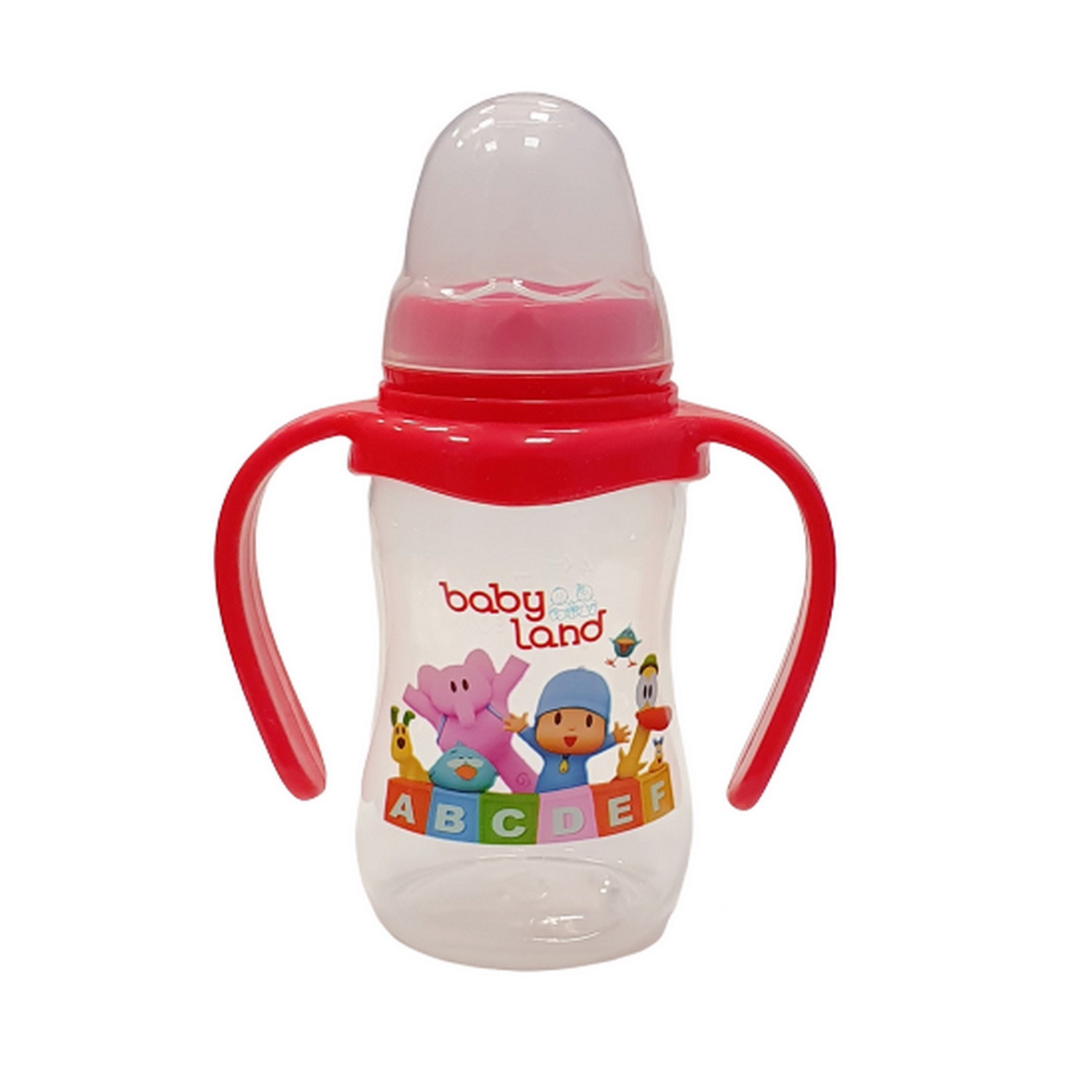 Бутылочка Baby Land с ручками 150мл с силиконовой соской Air System красный - фото 1