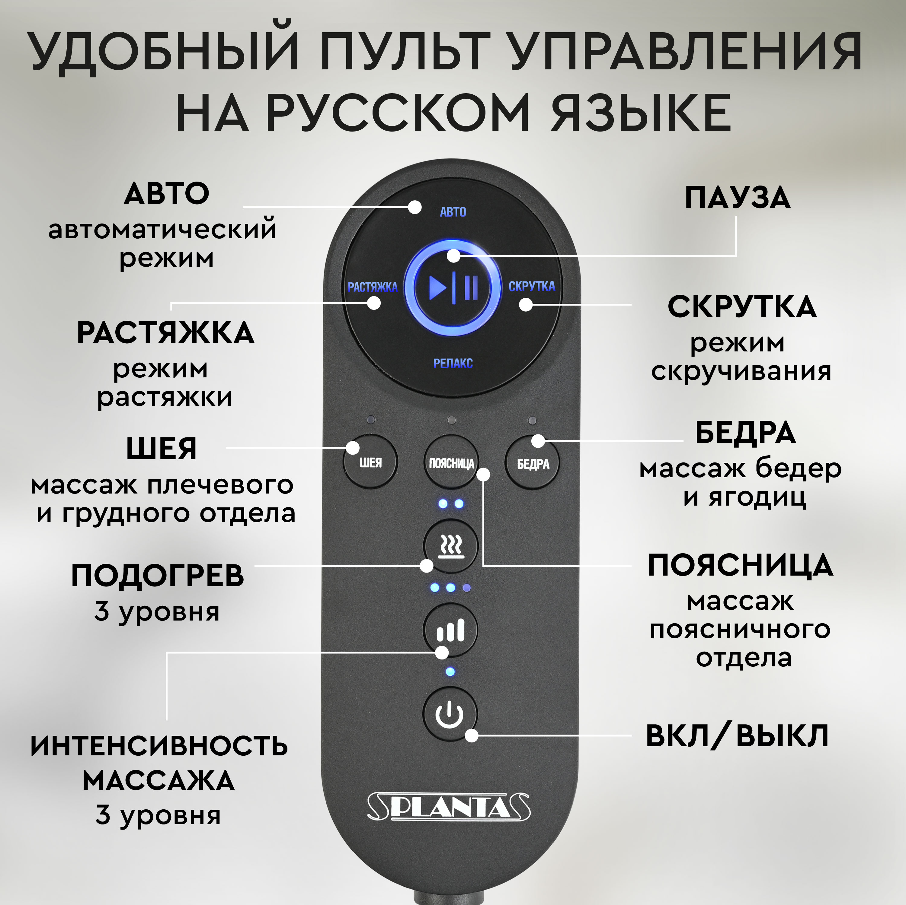 Массажный матрас Planta MM-7000 компрессионный массаж спины и шеи бережная растяжка - фото 10