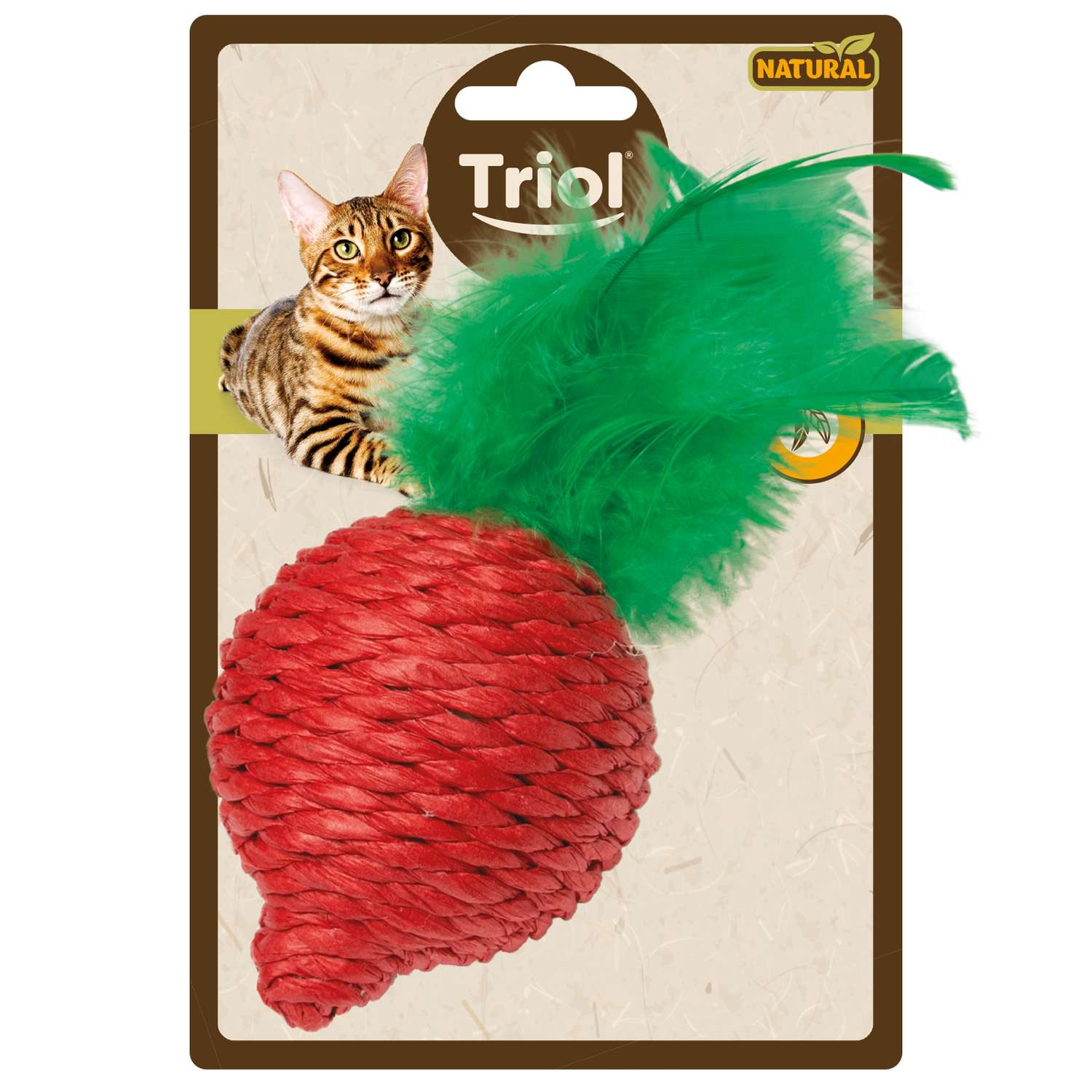 Игрушка для кошек Triol Natural Свекла с перьями Бордовый - фото 2
