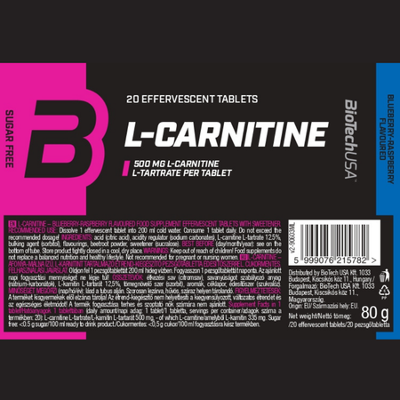 L-Карнитин BiotechUSA L-Carnitine Effervescent 20 таблеток Черника - малина