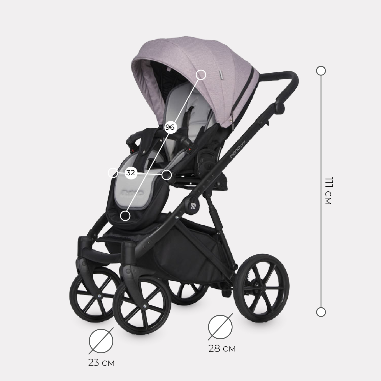 Коляска детская универсальная Riko NANO PRO Pearl Pink жемчужно-розовый 03 - фото 3