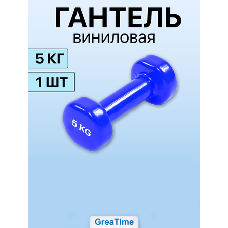 Гантель виниловая GreaTime dumblue5кг