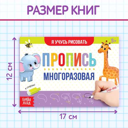 Набор многоразовых прописей с маркером Буква-ленд «Для девочек», 4 шт. по 12 стр.