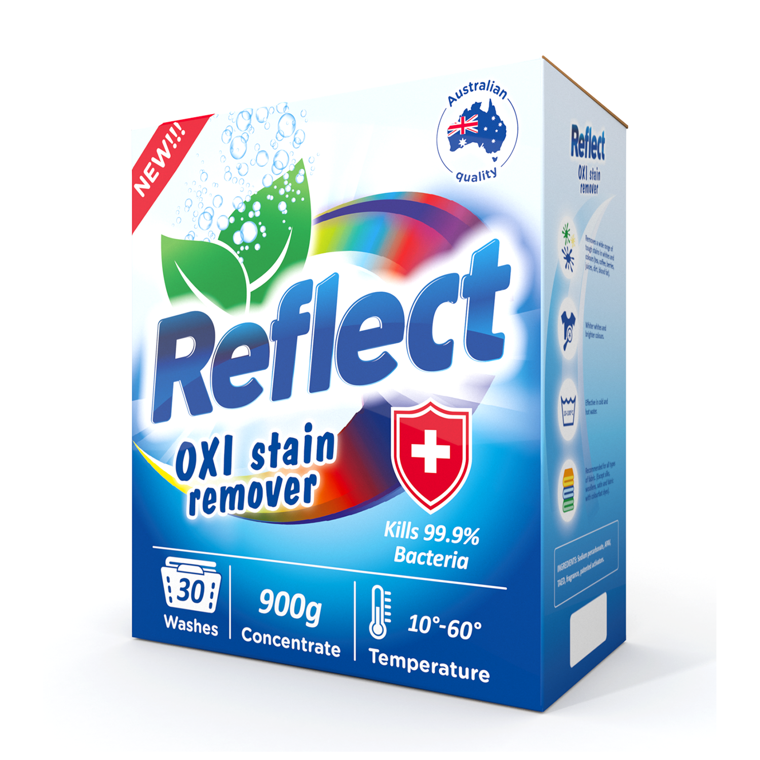 Кислородный пятновыводитель Reflect OXI stain Remover без хлора 900 г для белых и цветных тканей - фото 1