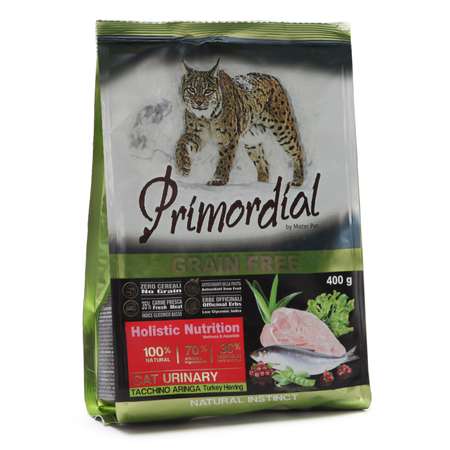 Корм сухой для кошек Primordial 400г беззерновой индейка-сельдь МКБ