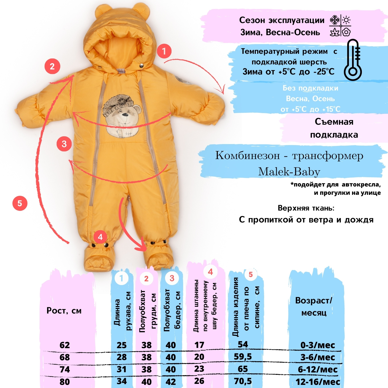 Комбинезон-конверт MaLeK BaBy 165шм манго - фото 6