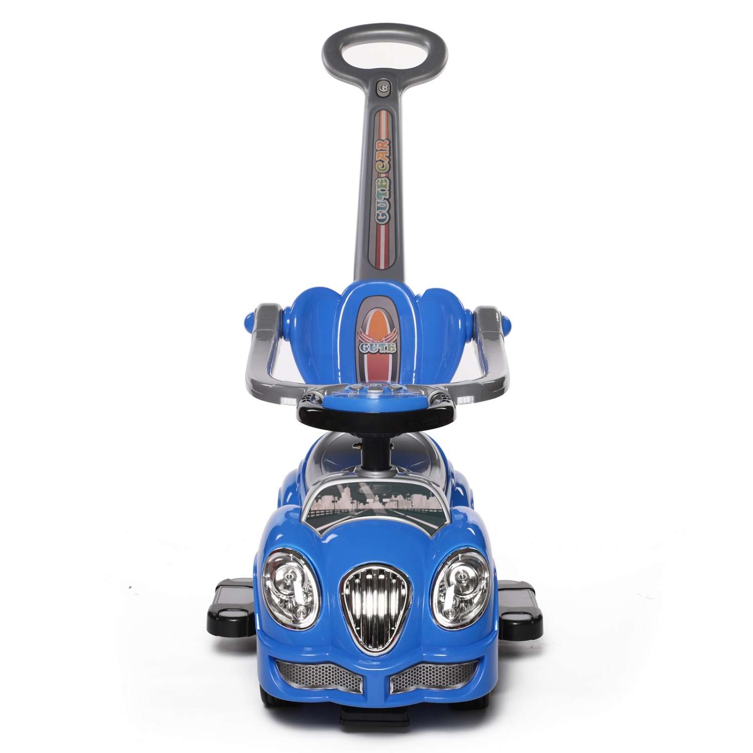 Каталка BabyCare Cute Car  резиновые колёса синий - фото 2