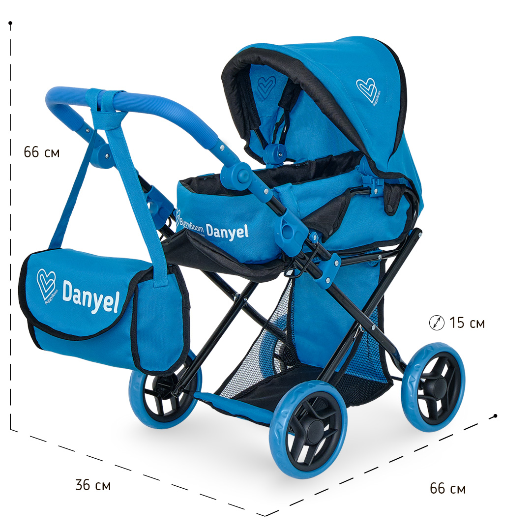 Коляска для кукол трансформер Buggy Boom с сумкой и съемной люлькой синяя 8450-0775 - фото 2