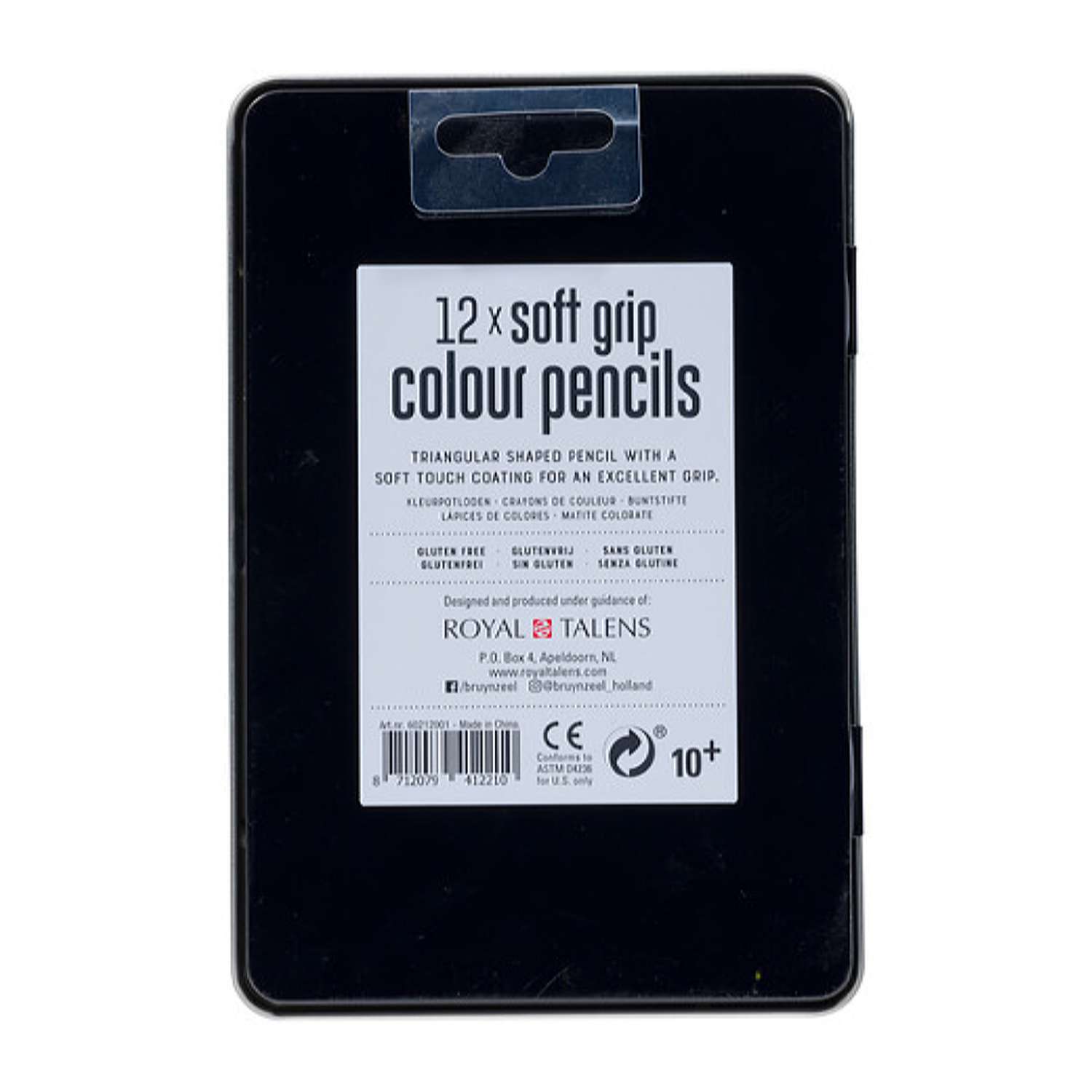 Набор цветных карандашей BRUYNZEEL Teen Soft grip 12 в синем металлическом коробе-пенале - фото 2
