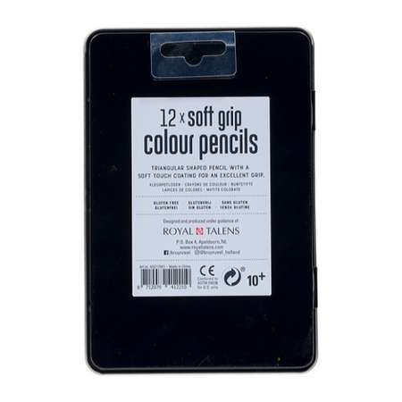 Набор цветных карандашей BRUYNZEEL Teen Soft grip 12 в синем металлическом коробе-пенале