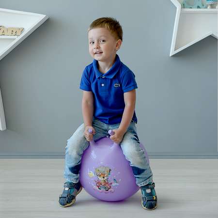 Мяч-прыгун VALIANT диаметр 45 см насос в комплекте Путешастики фиолетовый