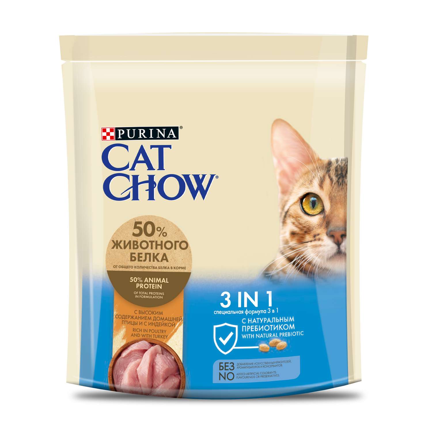 Корм сухой для кошек Cat Chow 400г с высоким содержанием домашней птицы тройная защита - фото 1
