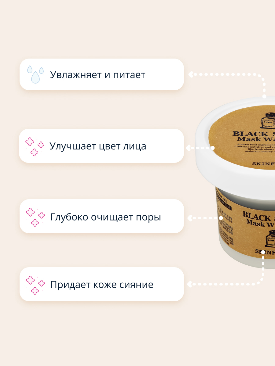 Маска-скраб для лица Skinfood с черным сахаром очищающая 100 г - фото 3