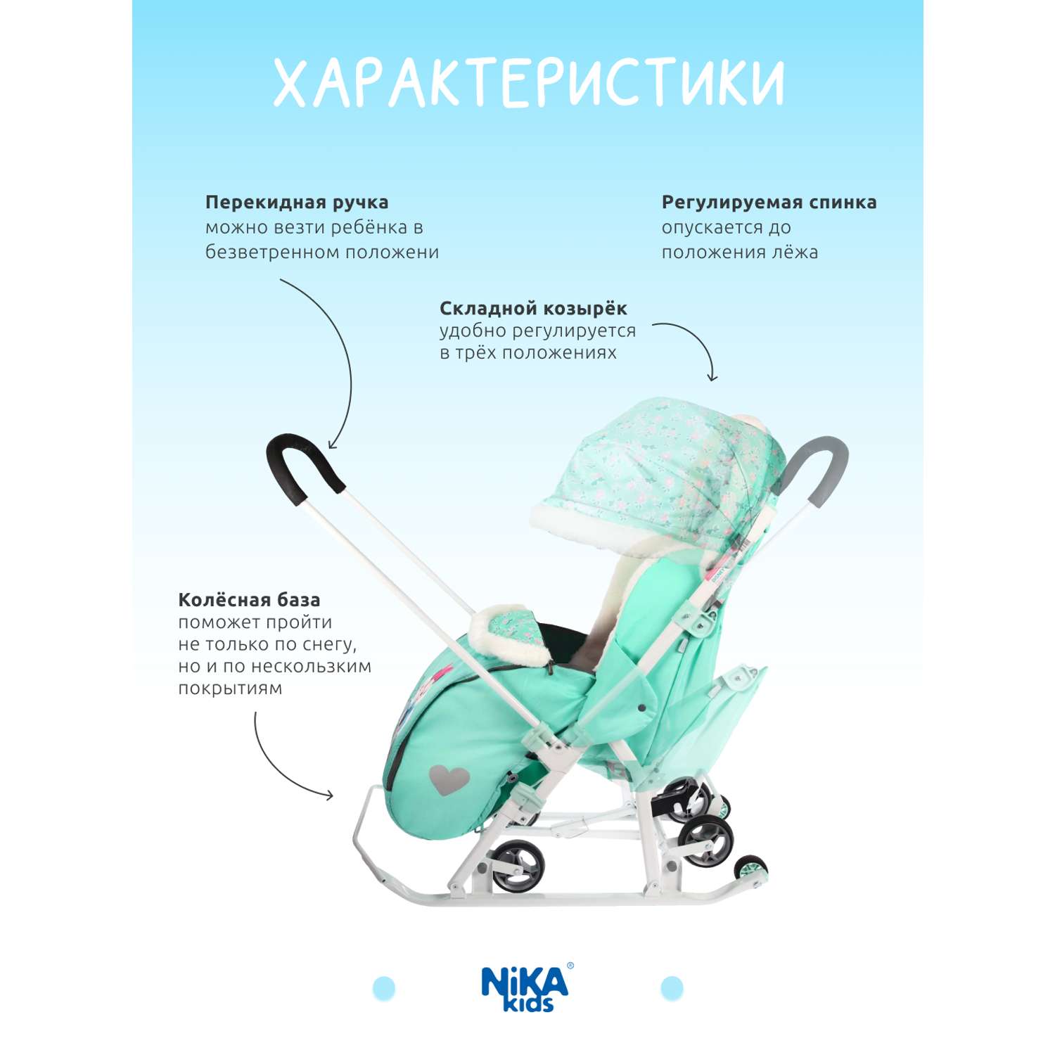 Зимние санки-коляска Nika kids Для детей - фото 2