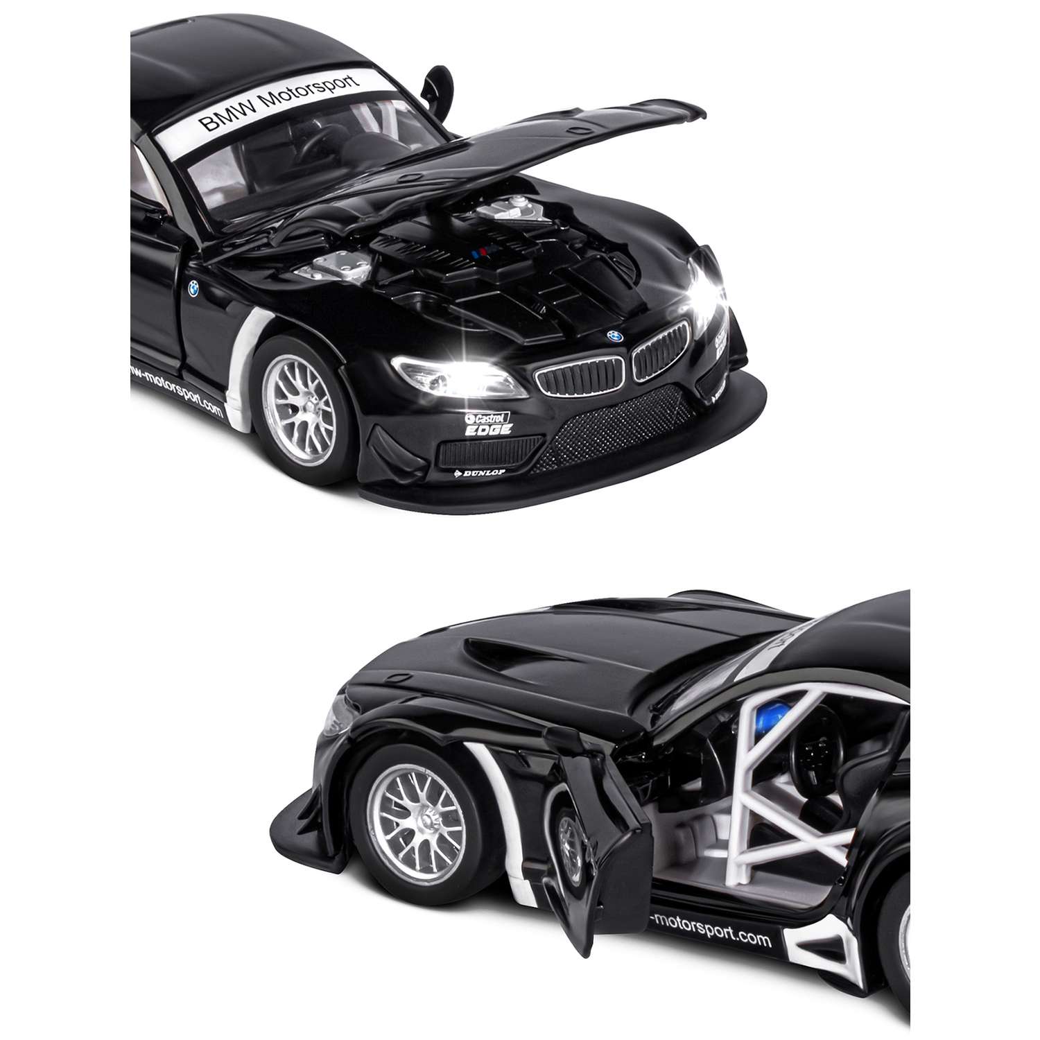 Машинка металлическая АВТОпанорама игрушка детская BMW Z4 GT 1:32 черный JB1251396 - фото 7