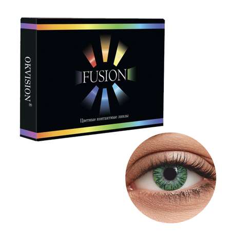 Цветные контактные линзы OKVision Fusion monthly R 8.6 0.00 цвет Lime 2 шт 1 месяц