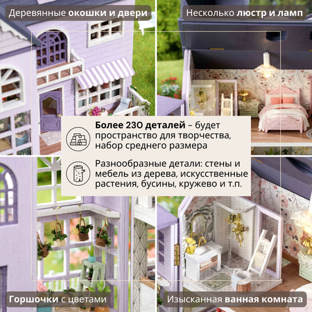 Румбокс Yarvita Интерьерный конструктор миниатюра Лиловые мечты DIY House