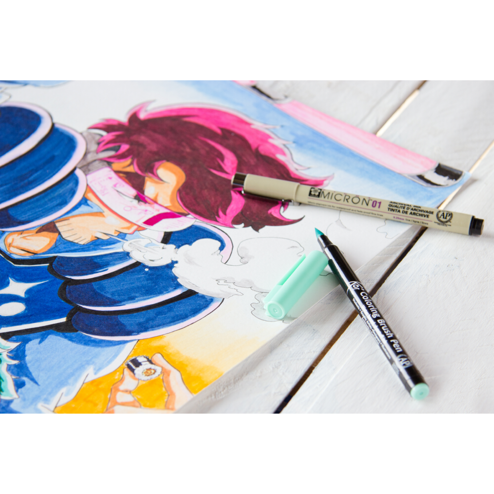 Набор акварельных маркеров Sakura Koi Manga кисточка 6 цветов в пластиковой упаковке - фото 5