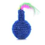 Игрушка для кошек Beroma Шарик синий из мишуры с перьями